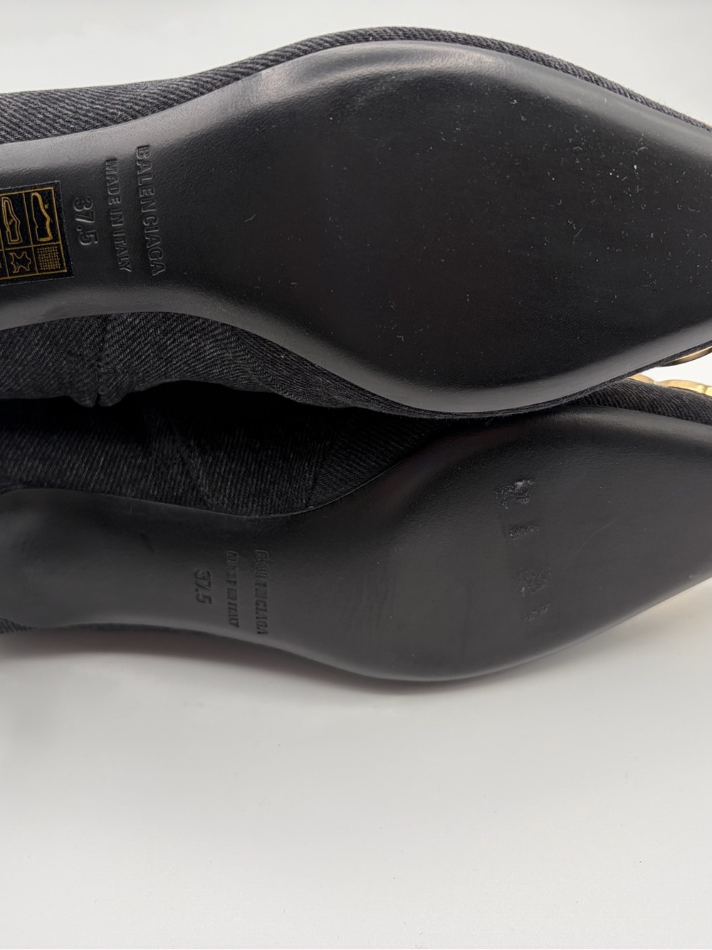 Balenciaga BB Logo Knife Ankle Boots Charcoal Wool Gold Hardware Pointed Toe EU - Picture 4 of 14